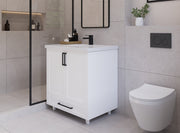 30" Hudson Solid Wood Vanity - White - 2 Door/Drawer