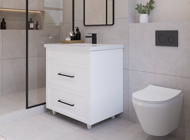 30" Hudson Solid Wood Vanity - White - All Drawers