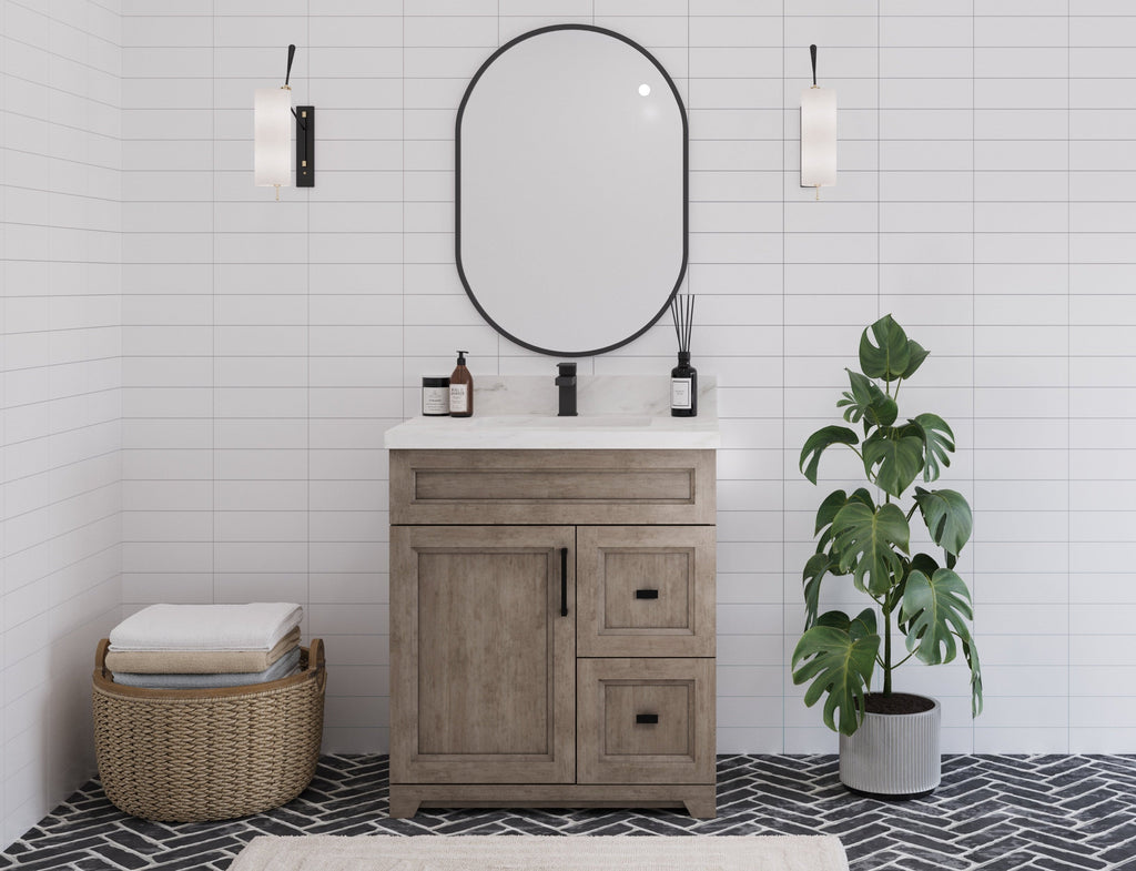 Hampton 30" Solid-Wood Vanity with Quartz Countertop