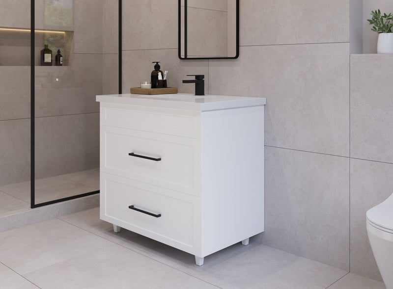 36" Hudson Solid Wood Vanity - White - All Drawers