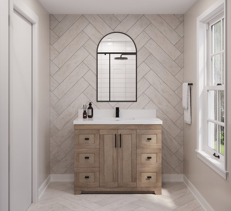 Westmount 42" Solid-Wood Canadian-Made Vanity w/ Quartz Top [6 drawers]