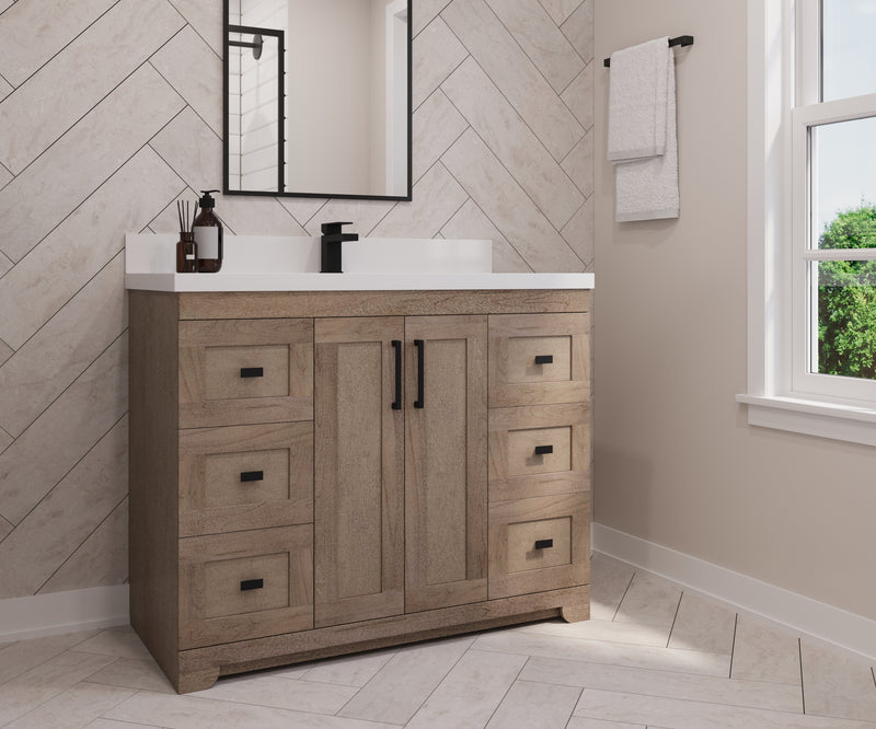 Westmount 42" Solid-Wood Canadian-Made Vanity w/ Quartz Top [6 drawers]