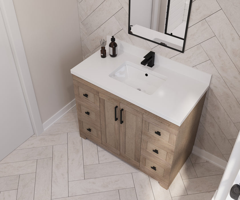 Westmount 42" Solid-Wood Canadian-Made Vanity w/ Quartz Top [6 drawers]