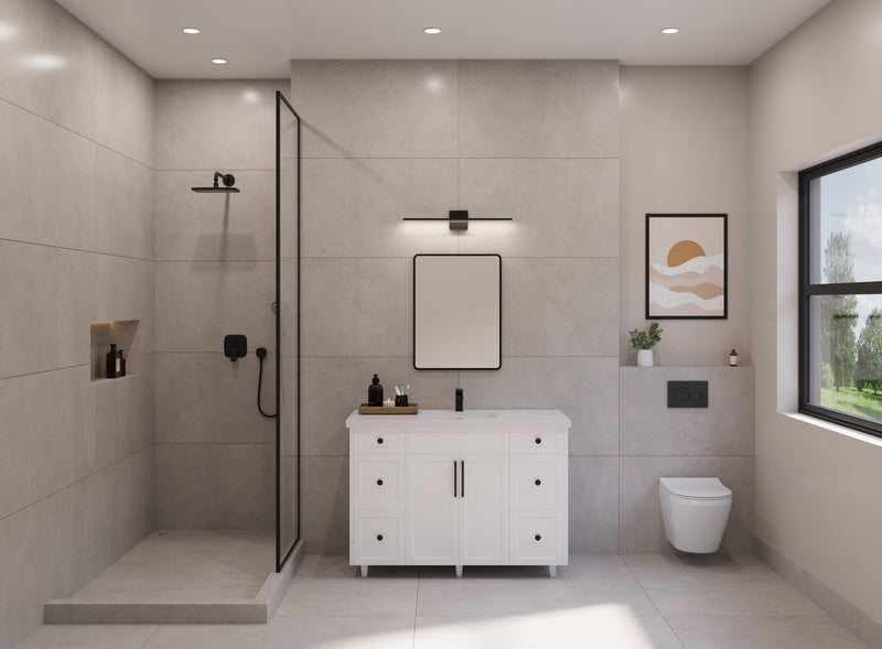 48" Hudson Solid Wood Vanity - White - 2 Door/6 Drawer