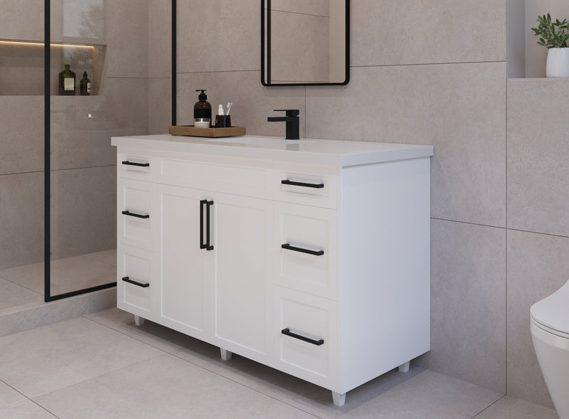 54" Hudson Solid Wood Vanity - White - 2 Door/6 Drawer