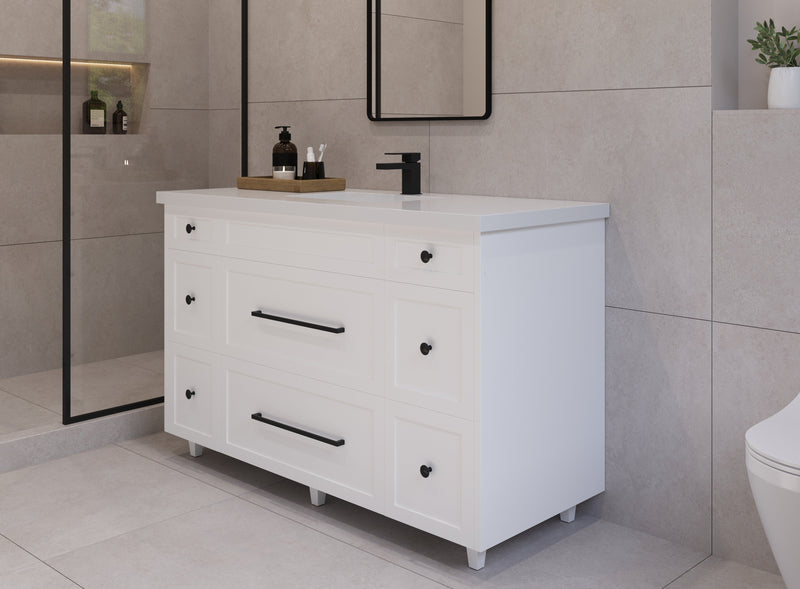 54" Hudson Solid Wood Vanity - White - All Drawers
