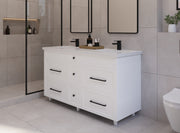 60" Hudson Solid Wood Double Vanity - White - All Drawers