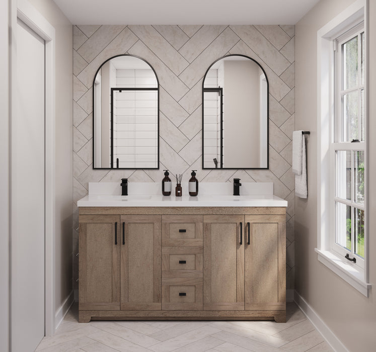 Westmount 60"D Solid-Wood Canadian-Made Vanity w/ Quartz Top