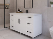 60" Hudson Solid Wood Single Vanity - White - 2 Door/6 Drawer