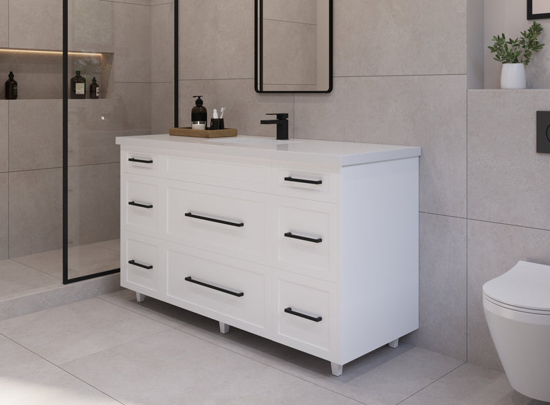 60" Hudson Solid Wood Single Vanity - White - All Drawers