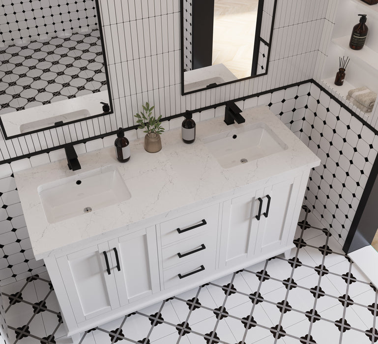 Midtown 60" Solid Wood Vanity with Quartz Countertop