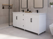 72" Hudson Solid Wood Vanity - White - 4 Door/3 Drawer