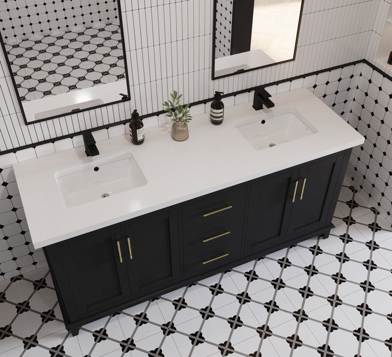 Midtown 72" Solid Wood Vanity with Quartz Countertop