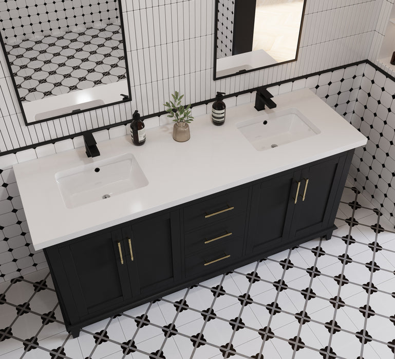 Midtown 72" Solid Wood Vanity with Quartz Countertop