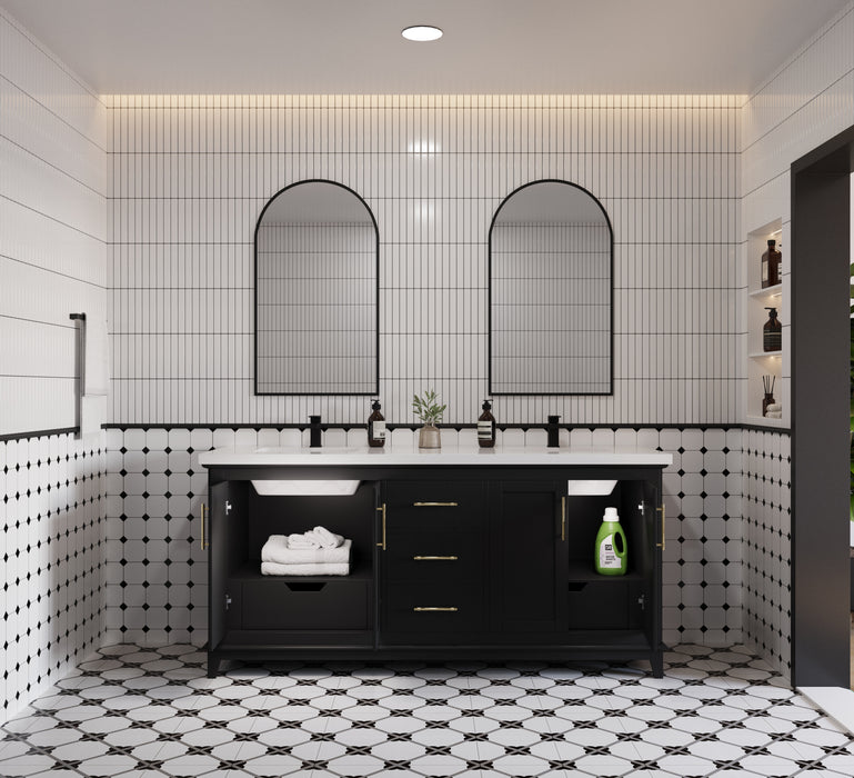 Midtown 72" Solid Wood Vanity with Quartz Countertop