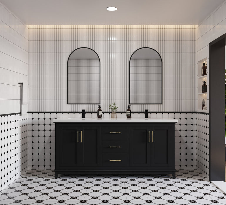 Midtown 72" Solid Wood Vanity with Quartz Countertop