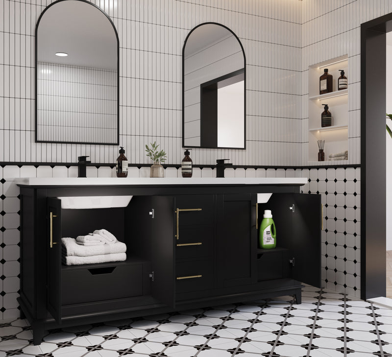 Midtown 72" Solid Wood Vanity with Quartz Countertop