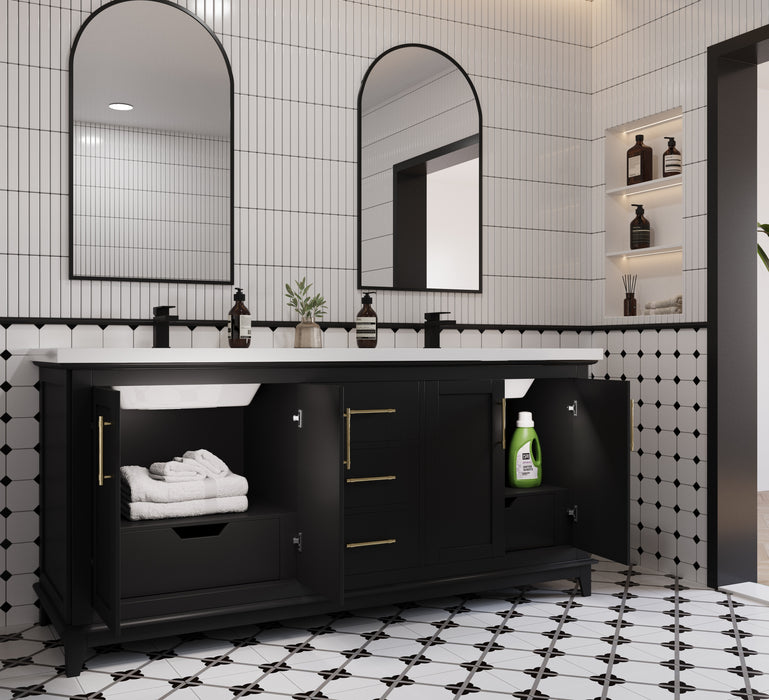 Midtown 72" Solid Wood Vanity with Quartz Countertop