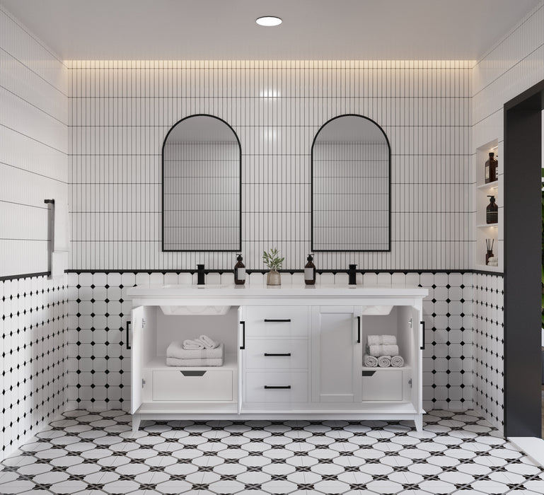 Midtown 72" Solid Wood Vanity with Quartz Countertop