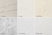 Hudson Vanity Countertop Options — Calacatta, Cararra, Cloud White, Glacier, Grey Lightning, Whisper White
