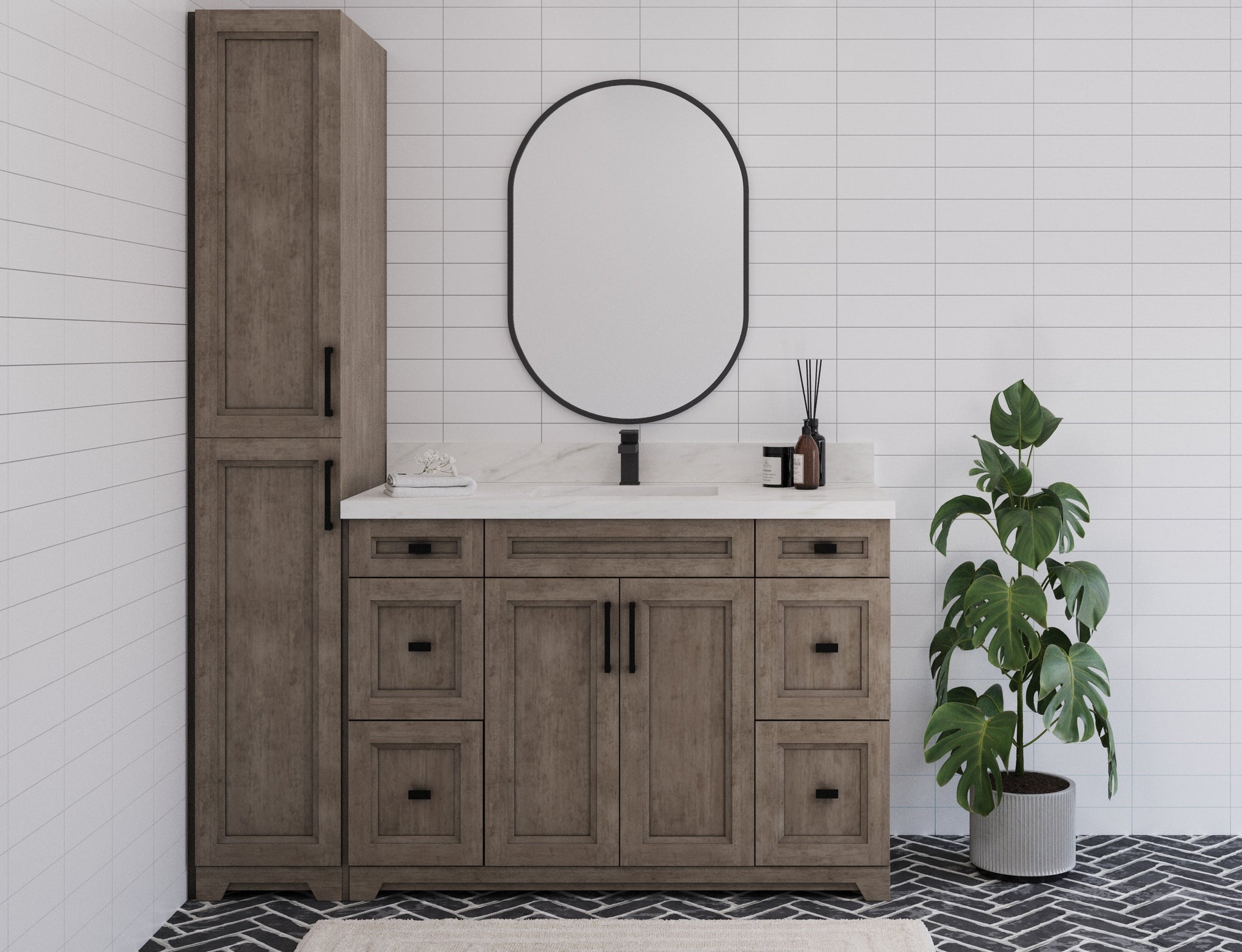 The Hampton Solid Wood Bathroom Vanity With Quartz Top — Vanity Shop