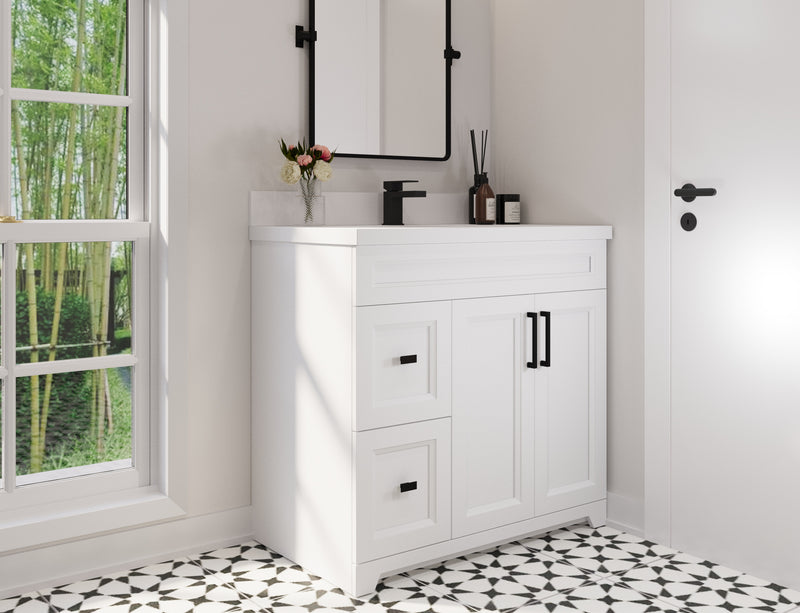 Hampton 36" Solid-Wood Vanity with Quartz Countertop