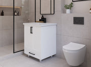 24" Hudson Solid Wood Vanity - White - 2 Door/1 Drawer