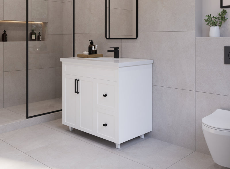 36" Hudson Solid Wood Vanity - White - 2 Door/2 Drawers