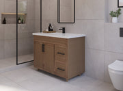 42" Hudson Solid Wood Vanity - Natural Oak - 2 Door/2 Drawer