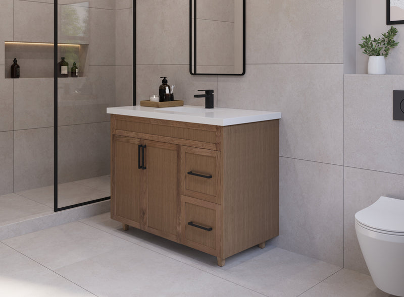 42" Hudson Solid Wood Vanity - Natural Oak - 2 Door/2 Drawer