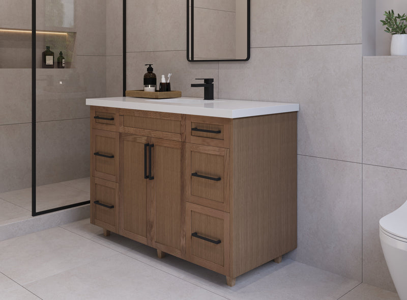 48" Hudson Solid Wood Vanity - Natural Oak - 2 Door/6 Drawer