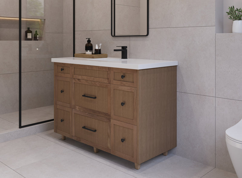 48" Hudson Solid Wood Vanity - Natural Oak - All Drawers