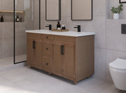 60" Hudson Solid Wood Double Vanity - Natural Oak - 2 Door/6 Drawer