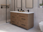 60" Hudson Solid Wood Double Vanity - Natural Oak - All Drawers