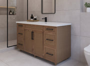 60" Hudson Solid Wood Single Vanity - Natural Oak - 2 Door/6 Drawer