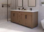 72" Hudson Solid Wood Double Vanity - Natural Oak - 2 Door/6 Drawer