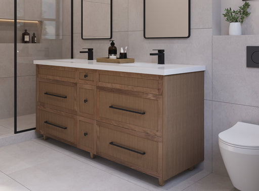 72" Hudson Solid Wood Double Vanity - Natural Oak - All Drawers