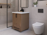 24" Hudson Solid Wood Vanity - Natural Oak - 2 Door/Drawer