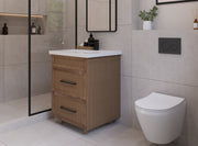 24" Hudson Solid Wood Vanity - Natural Oak - All Drawers