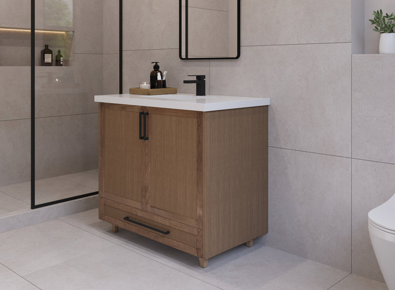 36" Hudson Solid Wood Vanity - Natural Oak - 2 Door/Drawer