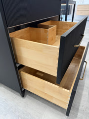 Aria vanity dovetailed birch drawers with U-shaped plumbing drawer — Jet Black