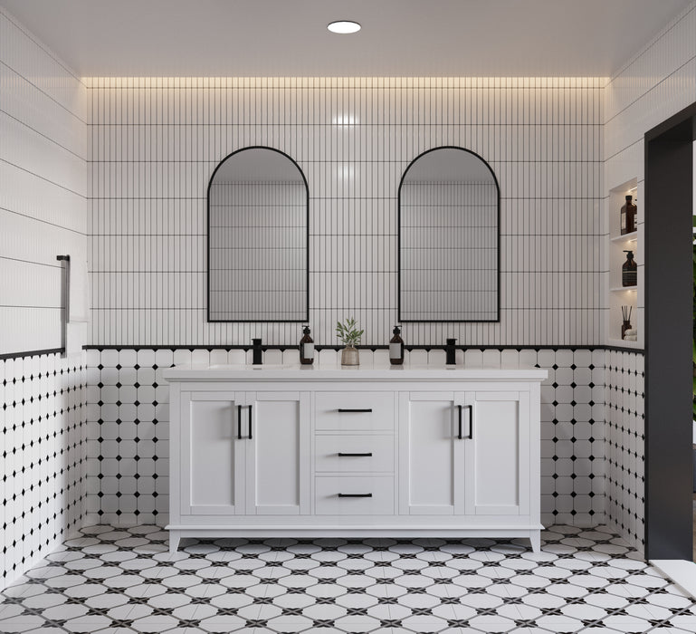 Midtown 72" Solid Wood Vanity with Quartz Countertop