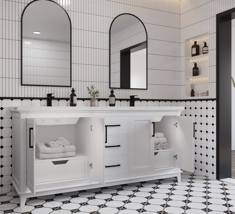 Midtown 72" Solid Wood Vanity with Quartz Countertop