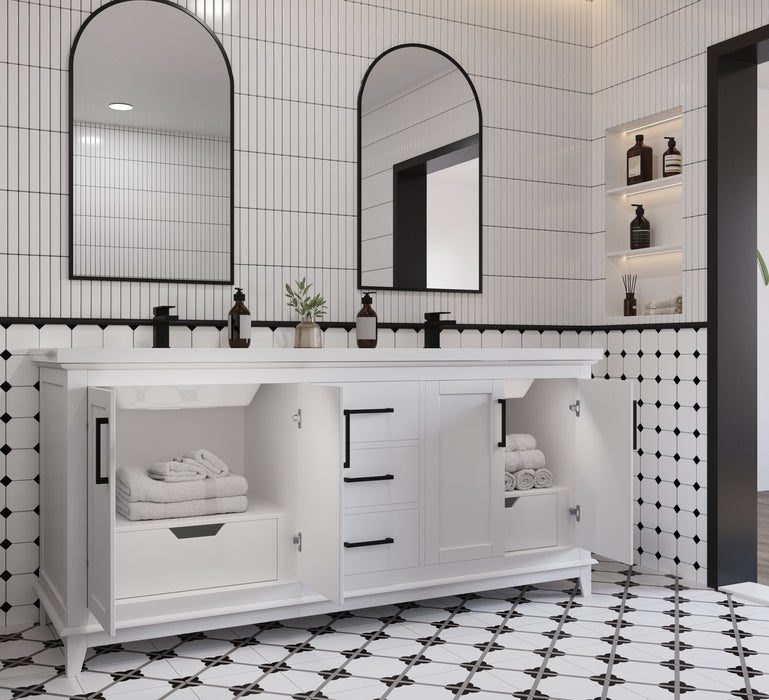 Midtown 72" Solid Wood Vanity with Quartz Countertop