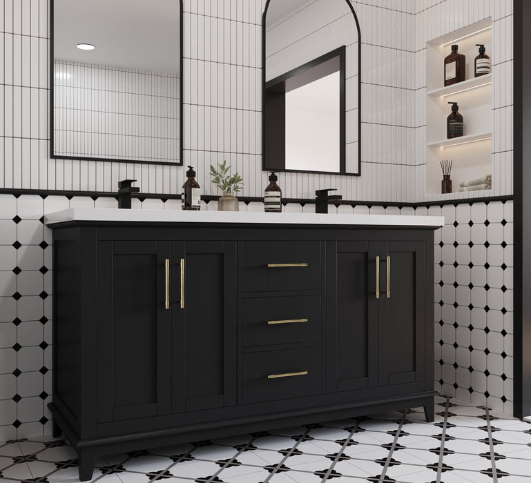 Midtown 60" Solid Wood Vanity with Quartz Countertop