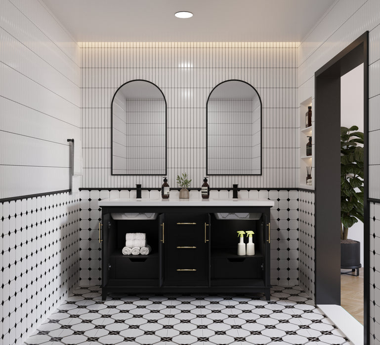 Midtown 60" Solid Wood Vanity with Quartz Countertop