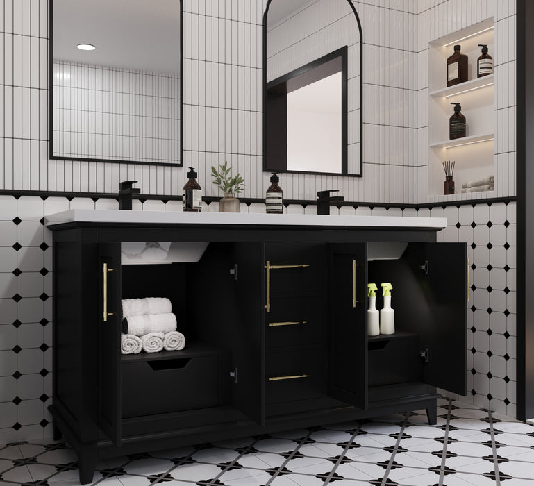 Midtown 60" Solid Wood Vanity with Quartz Countertop