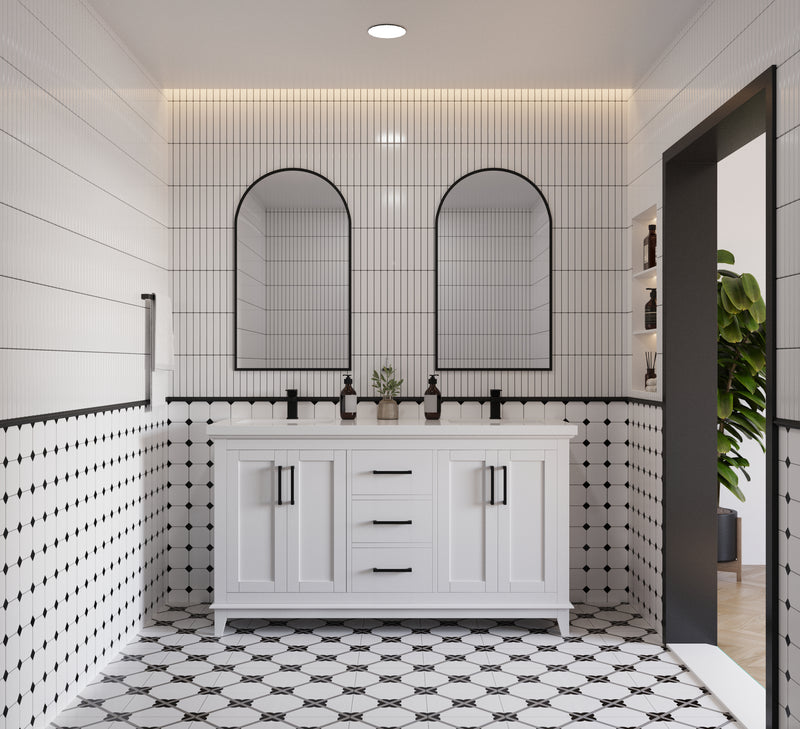 Midtown 60" Solid Wood Vanity with Quartz Countertop