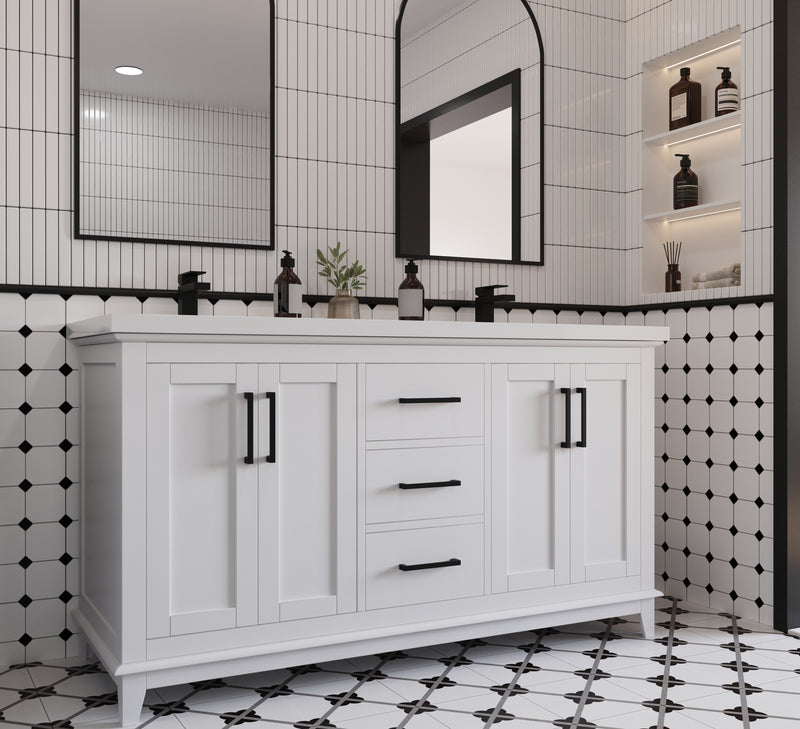 Midtown 60" Solid Wood Vanity with Quartz Countertop