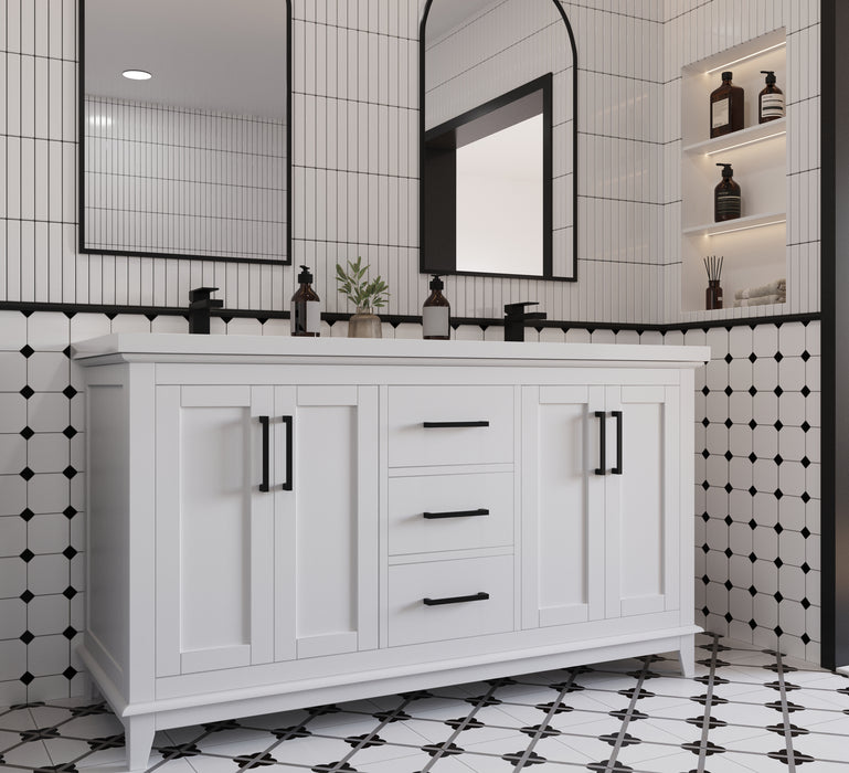 Midtown 60" Solid Wood Vanity with Quartz Countertop